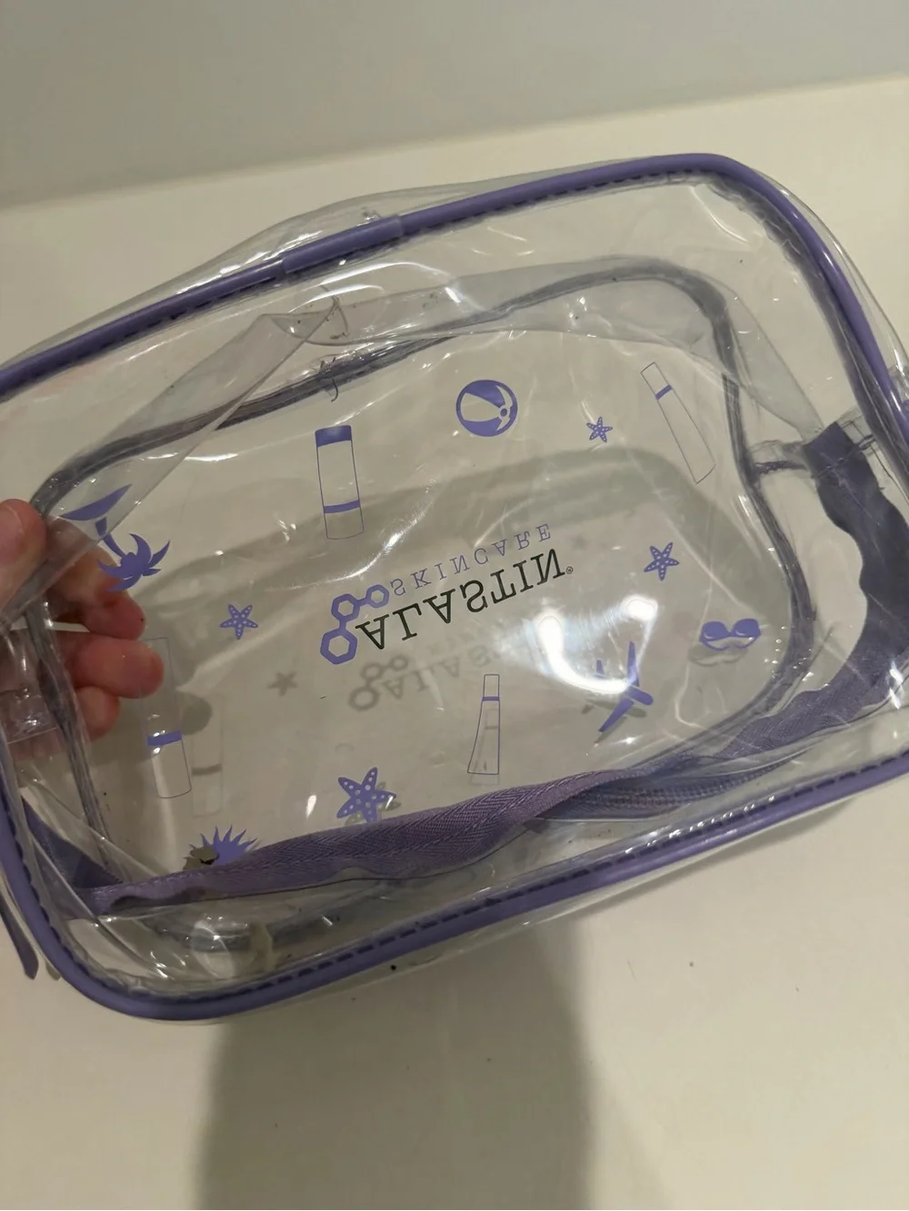 Alastin Skincare Clear Travel Cosmetic Bag - Purple Trim